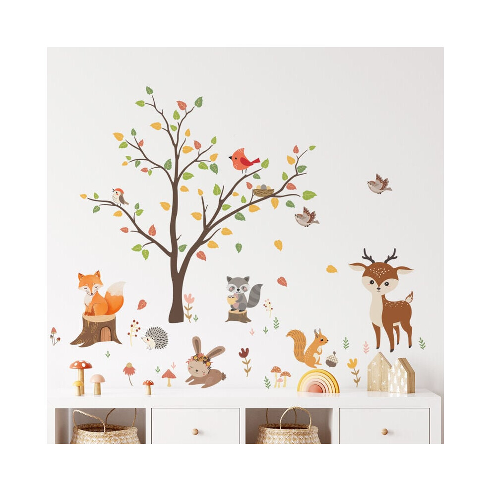 Peel And Stick, Widely Used Home Decoration, Watercolor Jungle Animal Wall Decals For Baby Nursery Playroom Bedroom Classroom Kindergarten (20cm