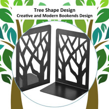 Elegant And Simple Metal Bookends, Long-Lasting And Durable Heavy-Duty Metal, Non-Slip Padded Bases, 4 Pair Black Bookends, Ideal For Office And