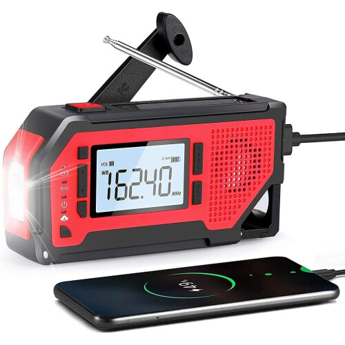Aonco Solar Radio, Φορητό Ραδιόφωνο με Μπαταρία και Επαναφορτιζόμενη Τροφοδοτική 2000Mmah, 1