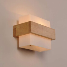 Aplice scandinave, corp de lampă din lemn masiv cu abajur din sticlă suflată manual, soclu E27 pentru felinar LED de pat, decor interior pentru
