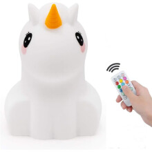 Sikker, økologisk silikone, bærbar natlampe, flerfarvet lampe til babyværelset, justerbar lysstyrke og timerfunktion, genopladeligt batteri, kawaii