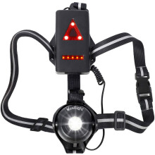 Lampada di sicurezza ultra luminosa per uso esterno multiuso, luce pettorale ricaricabile con angolo del fascio regolabile e cinghie riflettenti,