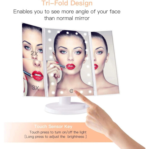 Vanity Mirror, Adjustable Brightness, Wide-Angle Viewing, Makeup Gift for Women (Magnification Modes) 1