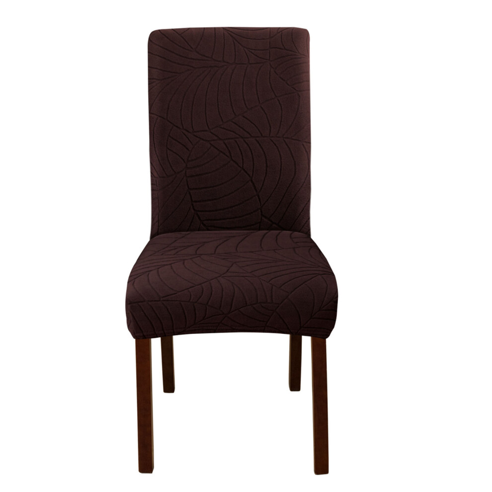 Modern Jacquard Stretchable Dining Chair Cover Polyester-brown