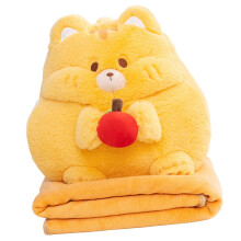 Cartoon Animal Design Pillow And Blanket Set Soft-orange1 cat1