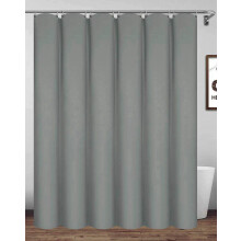 Homehold 200x200cm Gray Shower Curtain With Hooks, Extra Long Polyester Waterproof Bathroom Curtain