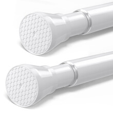 2Pack White Shower Curtain Rail 75-160cm Tension Rod Extendable Curtain Poles Telescopic Pole Rods Extendable Shower Rod No Drilling for