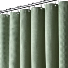 BTTN 182 x 244cm Long Waffle Shower Curtain, Extra Long Mould Proof Resistant Heavy Duty Fabric Wet room Shower Curtains, Waterproof Weighted Cloth