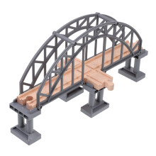 1 piece railway bridge for toddlers, train bridge toy, railway track toy, train track wooden bridge, children's toy bridge, train bridge, gray.