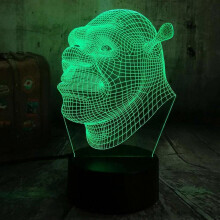 Lampada Shrek con effetto 3D, illusione ottica, luce notturna, regalo ideale per bambini, telecomand