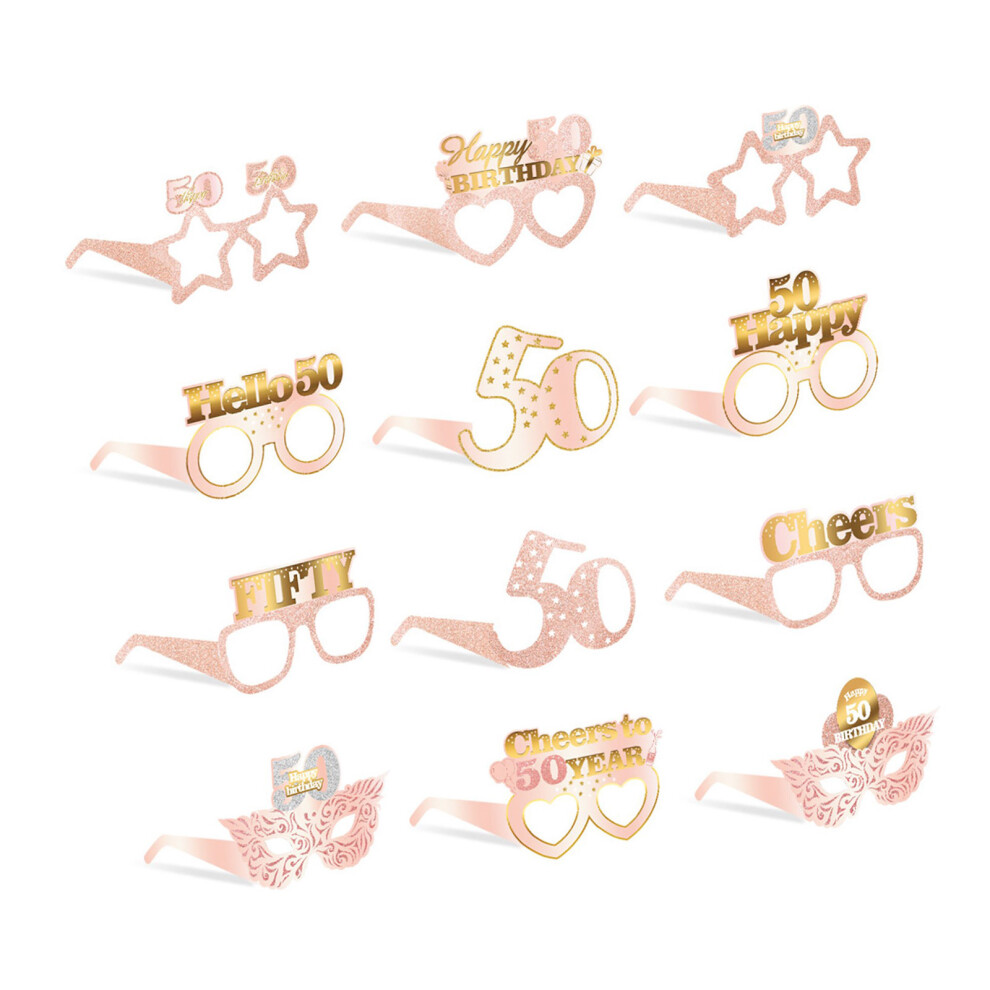 Pack of 12 Festival Photo Booth Glasses Themed-50 years old