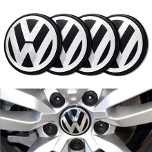 Set van 4 Volkswagen VW wieldoppen - Zilver - 65 mm - Stickers