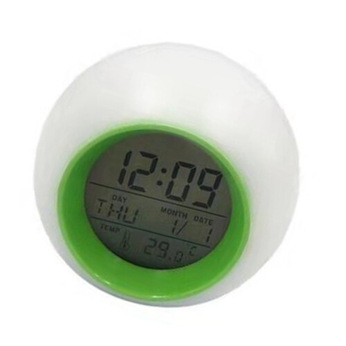 Children Multicolor Nightlight Clock Quiet Movement-Green