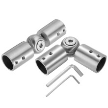 sourcing map 2pcs Corner Curtain Rod Connector, Hinged Elbow Connector Curtain Rod Corner Connector with Hex Wrench for 3/4 Inch OD Bay Window Curtain