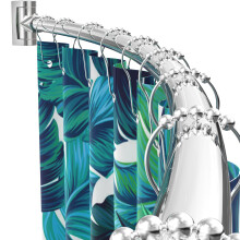 PrettyHome Adjustable Curved Shower Curtain Rail Rustproof Expandable Aluminum Metal Shower Rod 38-72 Inch Telescopic Design Exquisite Adjustable for