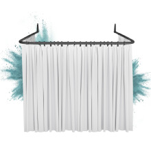 Erica U-shaped Shower Curtain Rail, 85x95x85 cm, Wall Mounted Black Powder Coated Steel Curved Rail, Made in Sweden