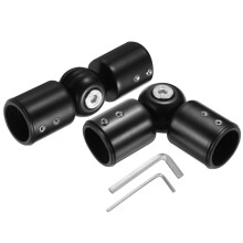 sourcing map 2pcs Corner Curtain Rod Connector, Adjustable Curtains Pole Hinged Elbow Rods with Hex Wrench for 1 Inch OD Bay Window, Black