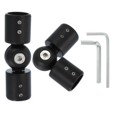 PATIKIL 2 Pcs Adjustable Stainless Steel Black Curtain Rod Corner Connector, 1 Inch Bay Window, Painted Finish