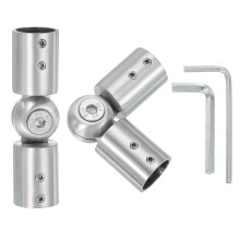PATIKIL 2 Pcs Adjustable Bay Window Curtain Rod Corner Connector, Silver, Stainless Steel, 3/4 Inch, Rod Mounted