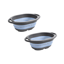 Set Of 2 Foldable Food Strainer HeatResistant Silicone-Blue
