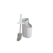 Addis 518672 Premium Toilet Brush & Storage Station Set with deep clean flexible Silicone Toilet Brush with non Slip Long Handle and Anti clog