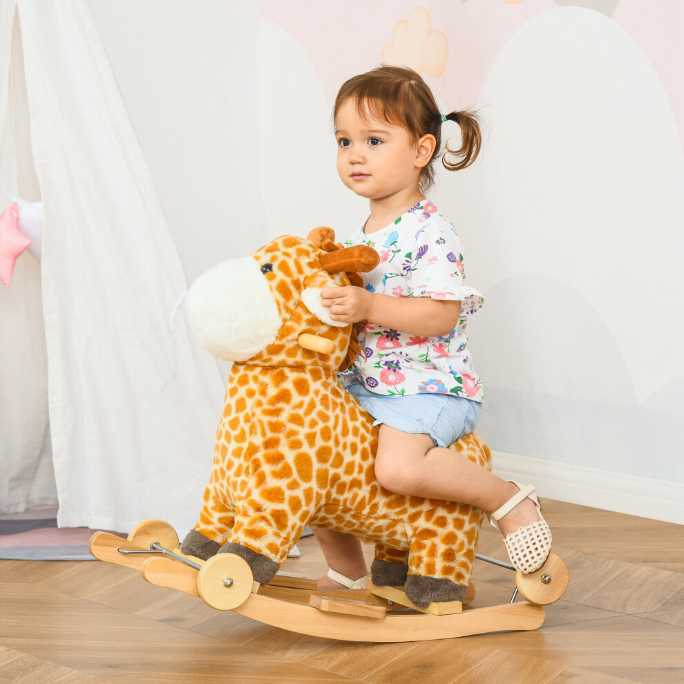 Homcom 2-In-1 Kids Plush Ride-On Rocking Gliding Horse Giraffe-Shaped