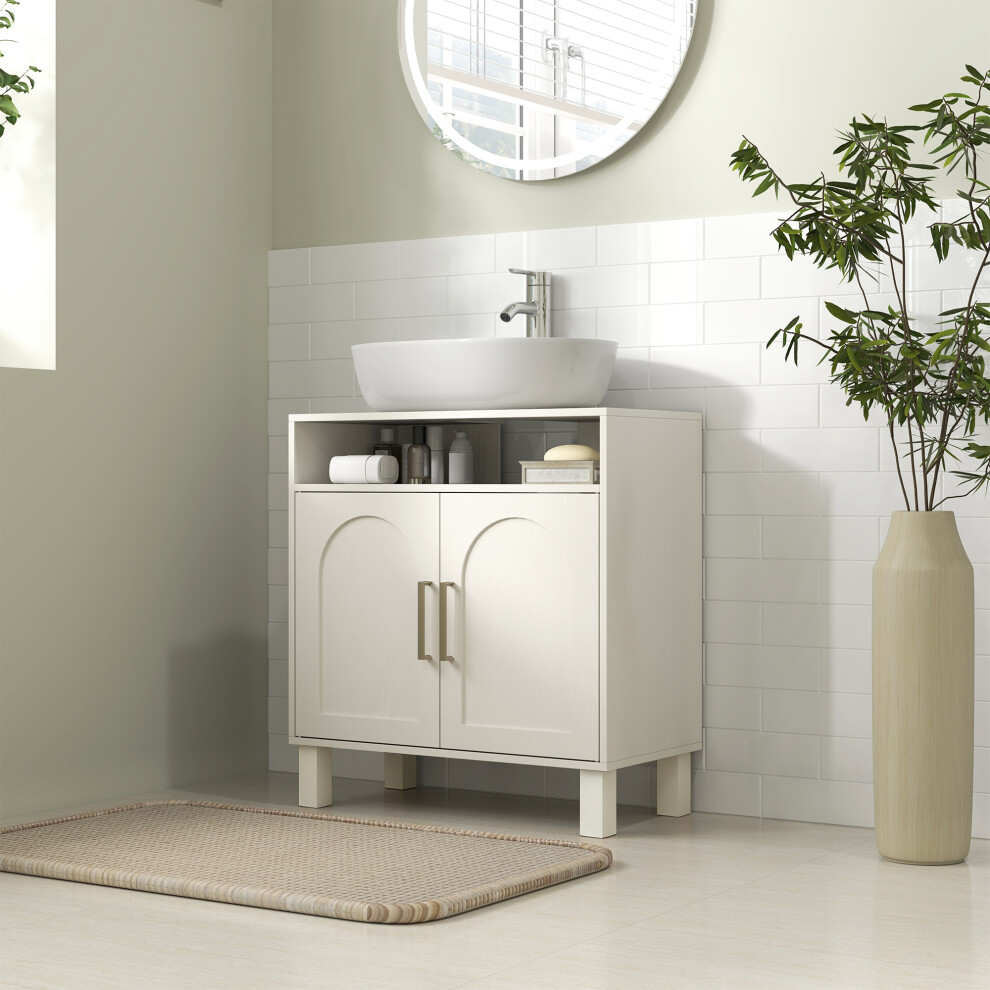 Homcom Under Sink Bathroom Cabinet For Basin Without Pedestal, Cream White