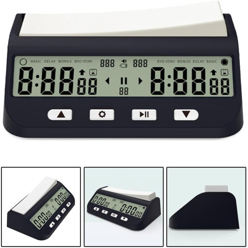 Electronic Chess Timer, Professional Tournament Counter with LCD Display, MultiMode Timing Control for Board Games 2