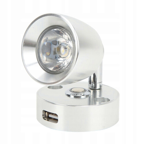 Επιτοίχιο φωτιστικό 12v LED Alu Rotary USB Lamp