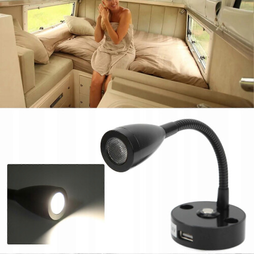 Επιτοίχιο Φωτιστικό 12v Led Alu Περιστρεφόμενο Φωτιστικό USB 1