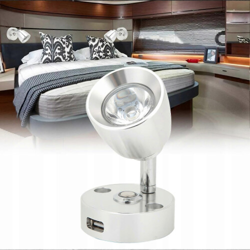 Επιτοίχιο φωτιστικό 12v LED Alu Rotary USB Lamp 2