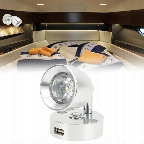Επιτοίχιο φωτιστικό 12v LED Alu Rotary USB Lamp 1