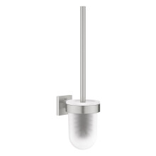 GROHE Start Cube Toilet Brush Set (Material: Glass and Metal, Wall Mounted, Durable Sparkling Sheen, with Screws and Dowels), Size 399 mm, Easy to Fit