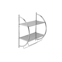 Croydex QM262041 Chrome Plated Mild Steel Wall Mounted Curved Shelving Unit and Towel Rack , 25.5 x 45 x 54.3 cm