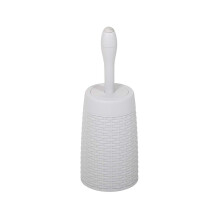 Addis 518368 Faux Rattan Round Toilet Brush Set with Internal Detergent Injection System, Light Minerial Grey ,Toilet Set