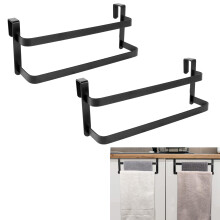 RedCall 2 Pack Towel Holder for Kitchen Cabinet,Two-Tier Kitchen Towel Rack,Steel Over Cabinet Door Towel Bar,Double Towel Bar Rack for Bathroom