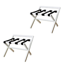 Foldable Luggage Stand, Wooden Suitcase Stand, Travel Bag Holder with Nylon Straps (Pack of 2)