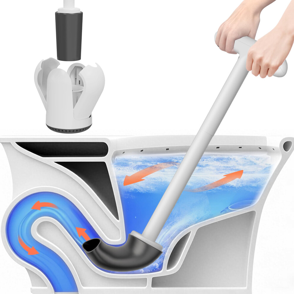 Upgraded Toilet Plunger With Holder, Wall Mounted Toilet Bowl Plunger With Hideaway Caddy, Dual Handle Plunger For Bathroom Built-In Drip Tray, Rv 5051221913001