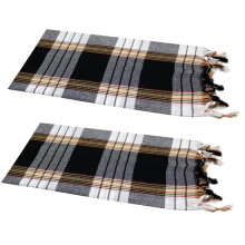 Dufte Momente 2 x Peshtemal Hammam Towel Classic Chequered Black Approx. 80 x 180 cm 100% Cotton (Black)