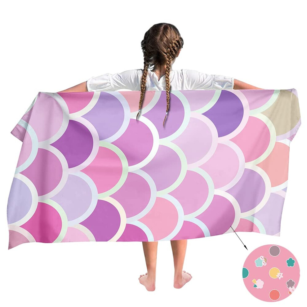 Microfibre Children's Towel 140 X 70 Cm - Mermaid Unicorn - Lightweight Travel Towel Quick-Drying Bath Towel Beach Towel Microfibre - Travel Ulticool