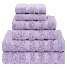American Soft Linen Luxury 6 Piece Towel Set, 2 Bath Towels, 2 Hand Towels, 2 Washcloths, 100% Cotton Turkish Towels for Bathroom, Purple Towel Sets