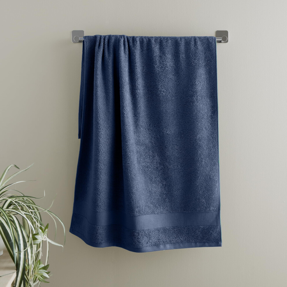 Catherine Lansfield Anti Bacterial Soft & Absorbent Cotton Bath Sheet Navy Blue