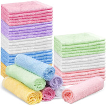 MSYU 40 Pcs Wash Cloth Bulk, 10 x 10 Inch Cotton Bath Hand Face Washcloths Soft Quick Drying Towel for Women Bathroom Washing Body Viscose Fiber