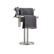 Hand Tower Holder Stand,Floor Standing T-Shaped Double-Layer Towel SUS304 Stainless Steel Bathroom Vanity Countertop,Brushed YIGUANXIN
