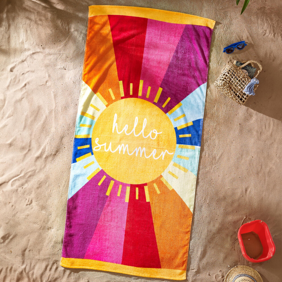 Catherine Lansfield Hello Summer 76X160cm Cotton Beach Towel Multi