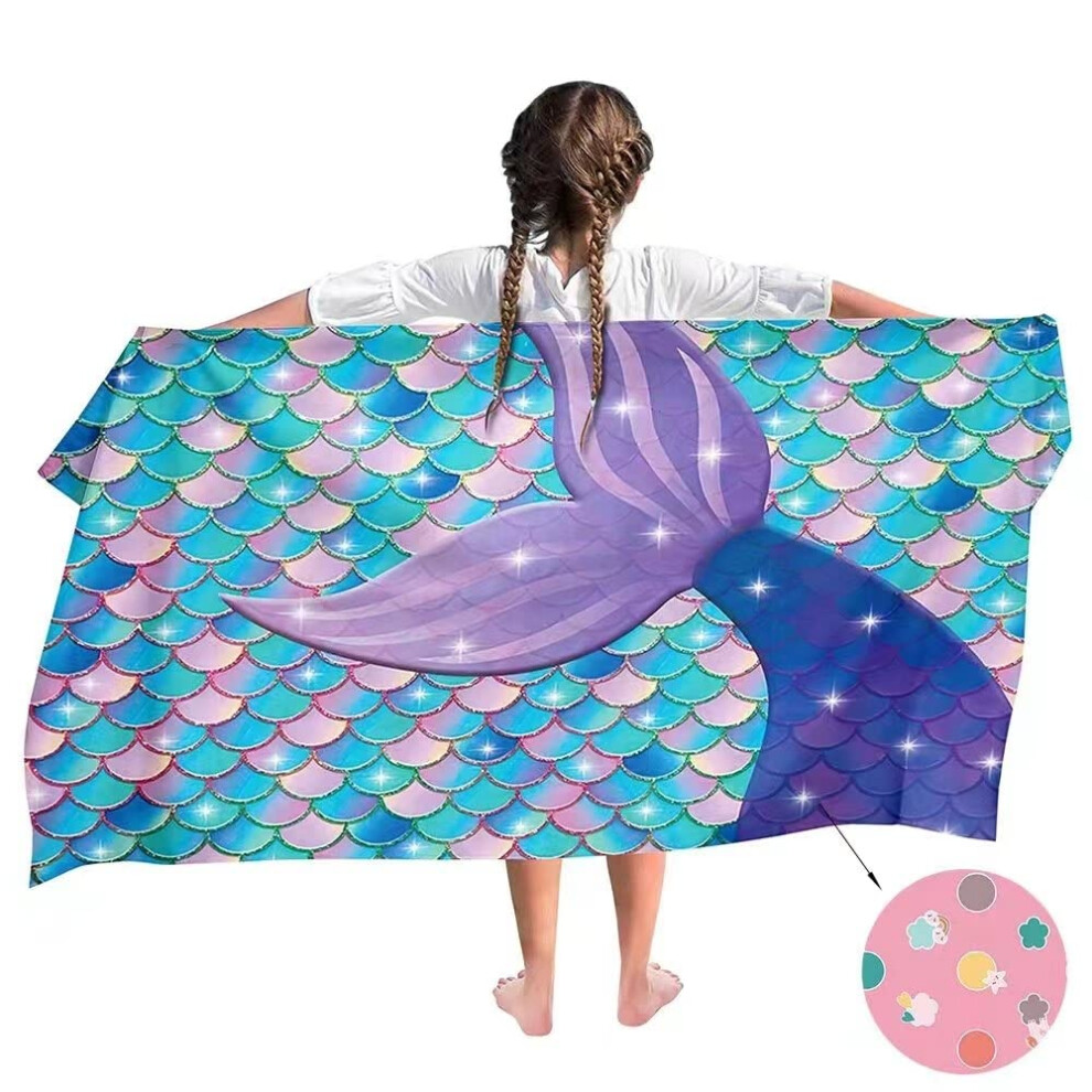 Microfibre Children's Towel 140 X 70 Cm - Mermaid Unicorn - Lightweight Travel Towel Quick-Drying Bath Towel Beach Towel Microfibre - Travel Ulticool