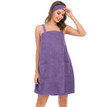 Jamron Womens Adjustable Towel Wraps Bathrobe With Headband for Gym Shower Spa & Beach Cover Ups Purple XL