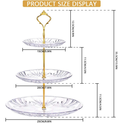 Ceramic Construction Muffin Cake Stand, Multi-Purpose Service For Various Occasions, Classic Glass Elegance With Advanced Three-Layer Tableware,