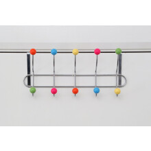 Chic vægmonteret knagerække, Gumball-stil kroge med kraftig hvidlakeret metalramme