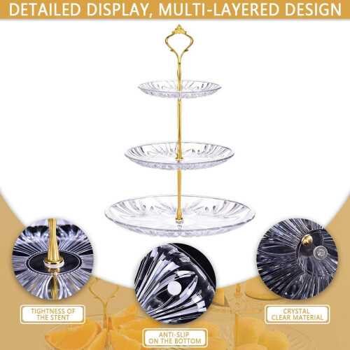 Ceramic Construction Muffin Cake Stand, Multi-Purpose Service For Various Occasions, Classic Glass Elegance With Advanced Three-Layer Tableware, 2